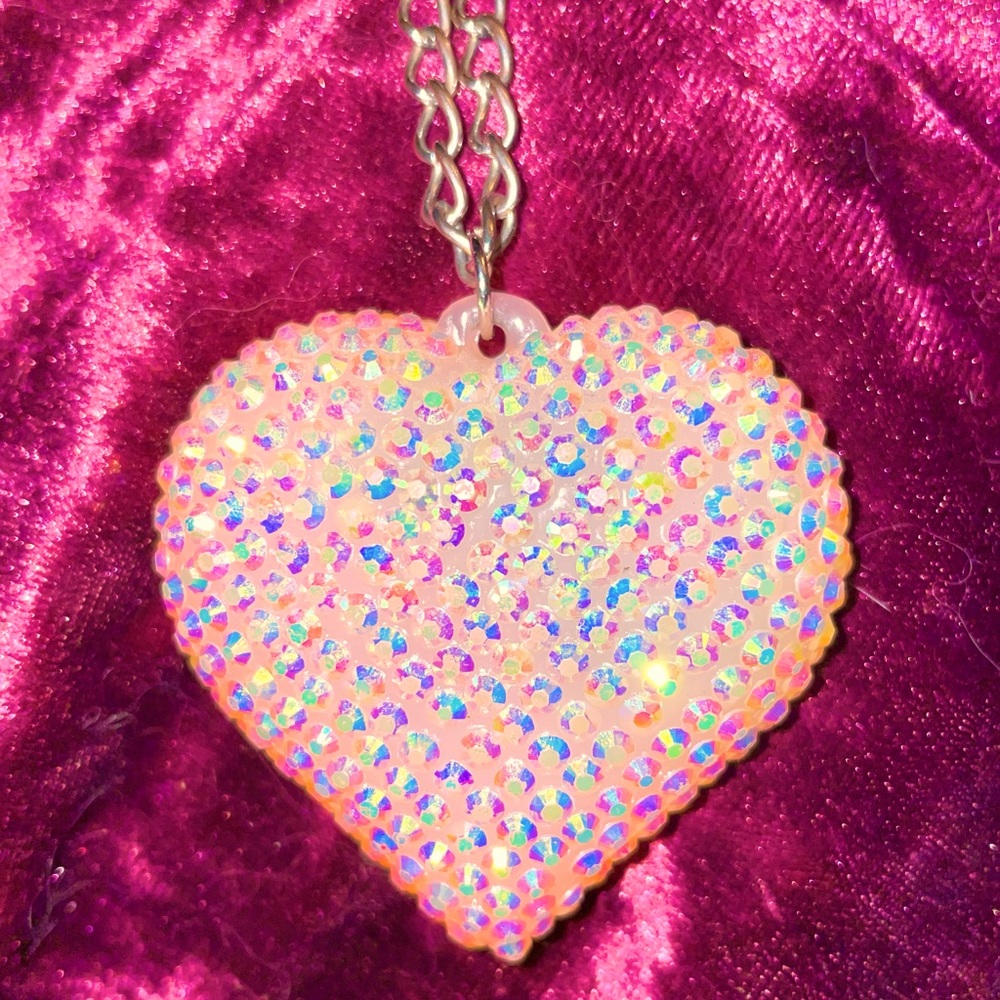 🎀💖pink sparkly heart necklace💖🎀